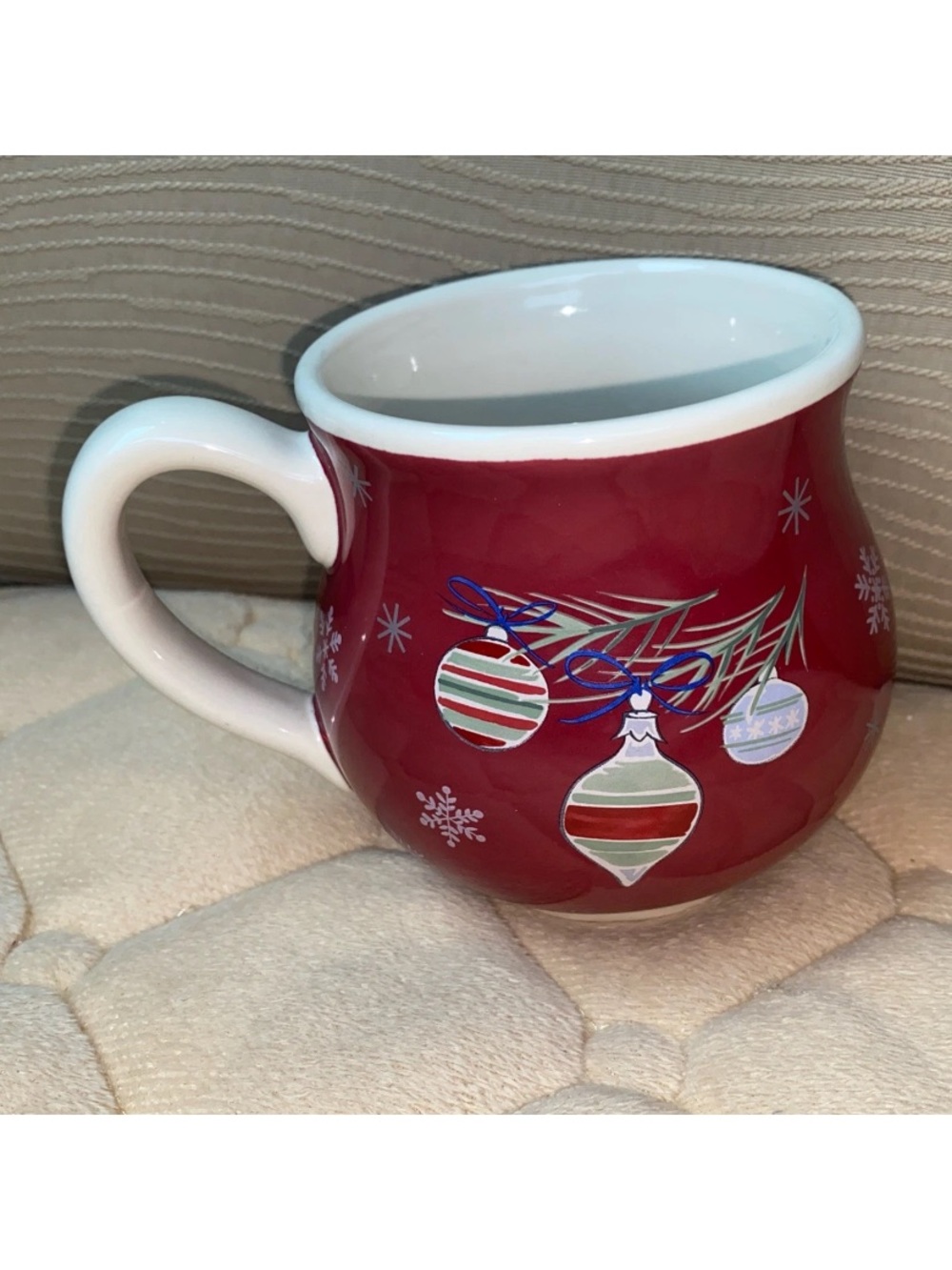 Longaberger All the trimmings Christmas Replacement Coffee Mug Red Ornaments VTG